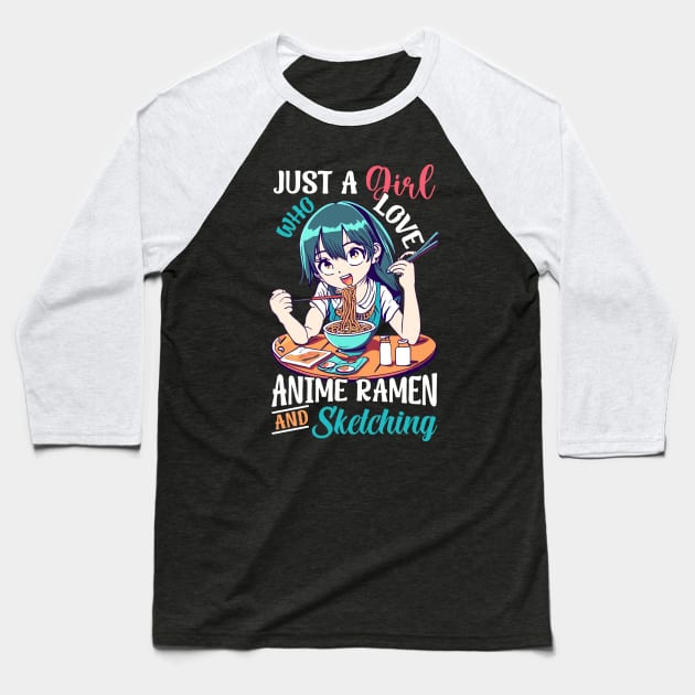 Just a Girl Who Loves anime and sketching Baseball T-Shirt by MetalHoneyDesigns